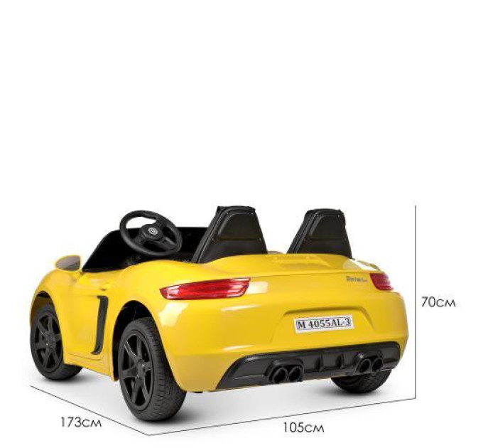 Дитячий електромобіль Bambi M 4055 AL-6 Porsche Cayman двомісний з чохлом Жовтий