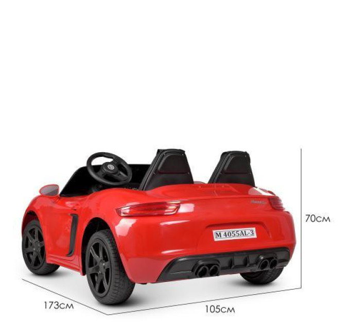 Дитячий електромобіль Bambi M 4055 AL-6 Porsche Cayman двомісний з чохлом передач Червоний