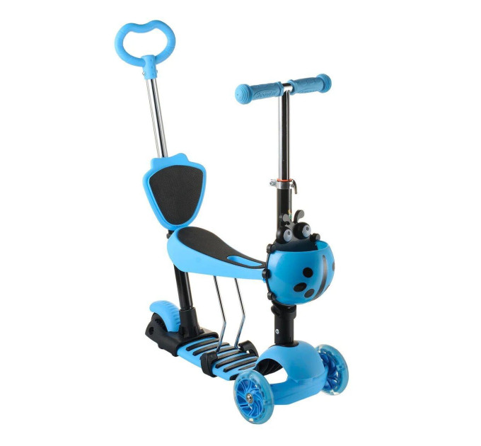 Детский самокат Scooter родительская ручка колеса PU светящиеся корзина 18-1