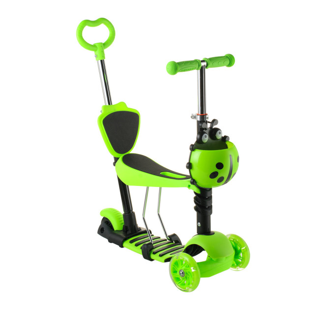 Детский самокат Scooter родительская ручка колеса PU светящиеся корзина 18-1