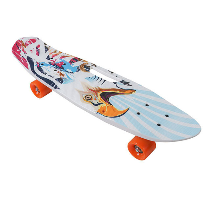Скейт детский пенниборд с ручкой Penny Board, колеса PU 58х45 мм, дека 60х45 см, 5 видов
