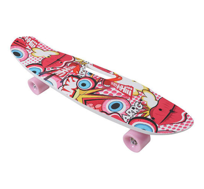 Скейт детский пенниборд с ручкой Penny Board, колеса PU 58х45 мм, дека 60х45 см, 5 видов