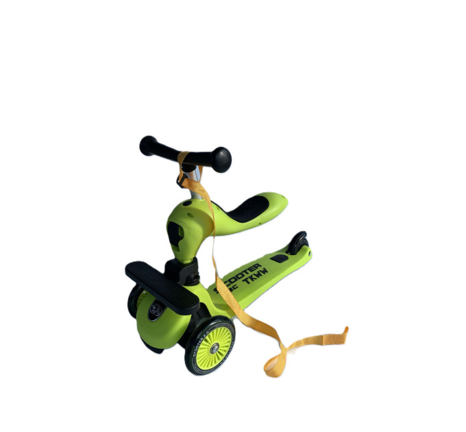 Детский складной самокат-беговел Scooter 2in1 с ремнем