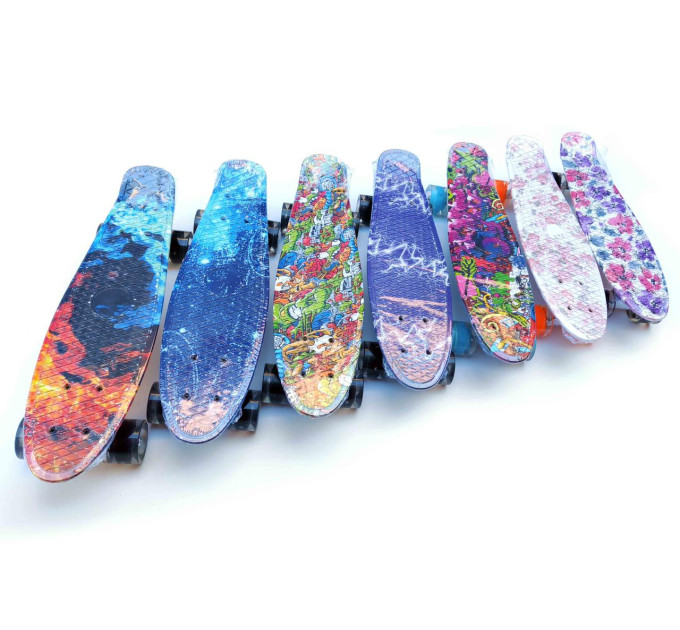 Красочный детский пенни Penny Board скейт от 5 лет, Светящиеся колёса