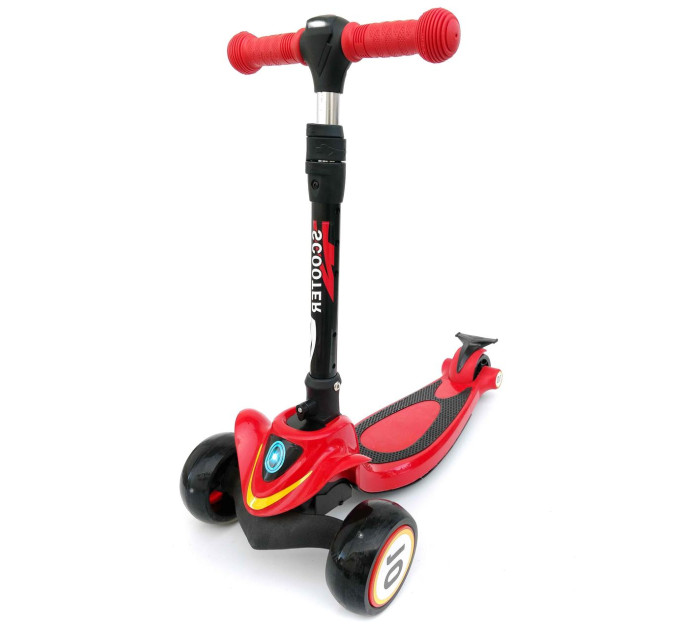 Детский складной самокат Scooter, светящиеся колеса, с фонариком и накладками на диски