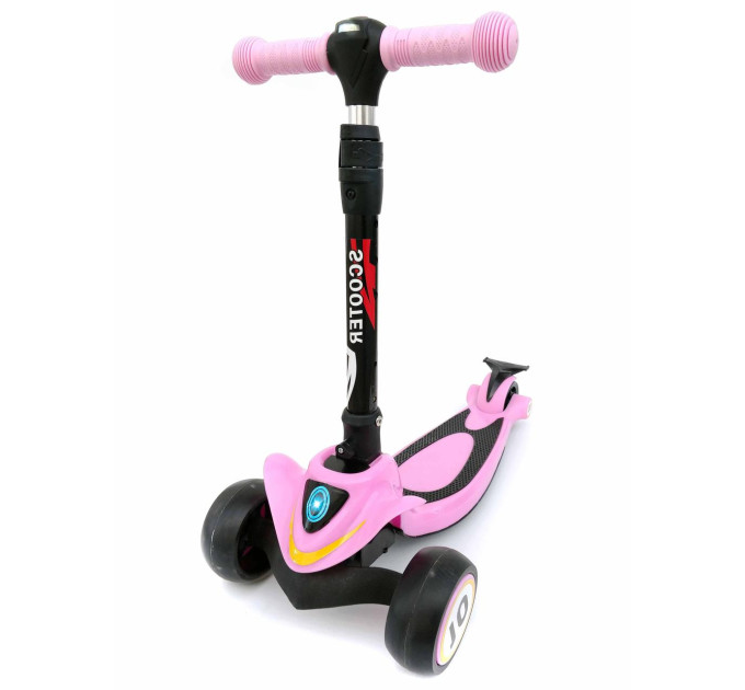 Детский складной самокат Scooter, светящиеся колеса, с фонариком и накладками на диски