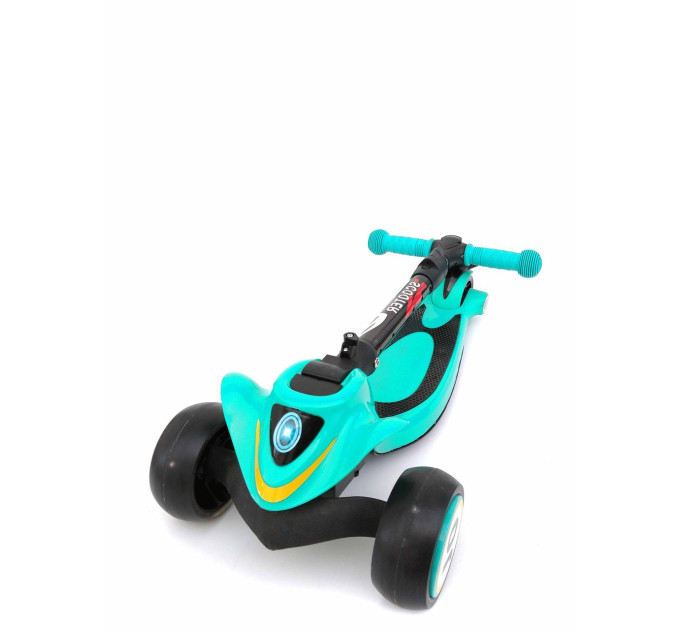 Детский складной самокат Scooter, светящиеся колеса, с фонариком и накладками на диски