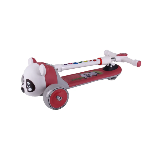 Детский складной самокат музыкальный Scooter от 1,5 лет с мордочкой животного