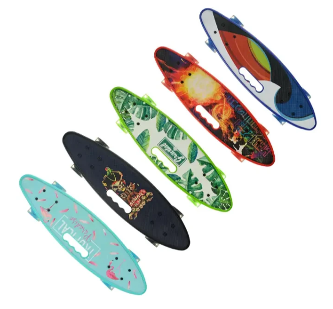 Скейт Пенниборд (Penny Board) со светящимися колесами и ручкой
