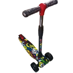 Детский трехколесный самокат Scoote с ножным тормозом и резиновыми ручкам, 6 расцветок