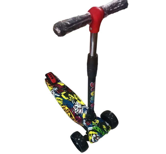 Детский трехколесный самокат Scoote с ножным тормозом и резиновыми ручкам, 6 расцветок