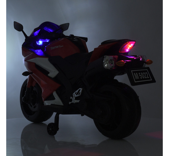 Детский электромотоцикл Bambi Racer M 5022EL колеса EVA, мотор 45W, USB, кожаное сидение