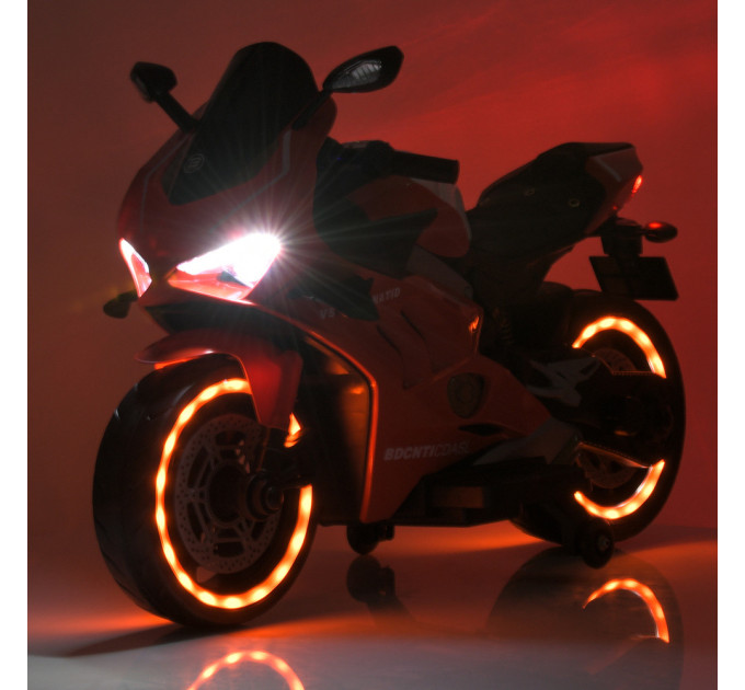 Детский электромобиль мотоцикл Bambi Racer M 5056EL кожаное сидение, 2 мотора