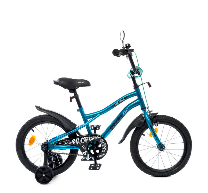 Детский двухколесный велосипед Profi Urban 16д. Y16253S-1 с дополнительными колесами, фонарик, звонок