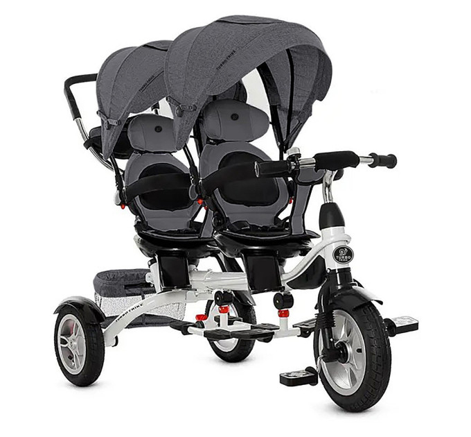 Детский трехколесный велосипед для двойни TURBO TRIKE MT 1004DUOS-2 велосипед-коляска