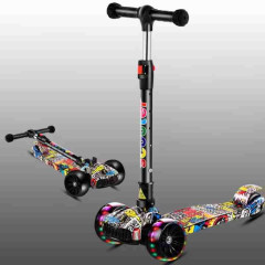 Дитячий триколісний самокат Scooter 505 алюміній+сталь, регульоване кермо, колеса зі світлом, музика, складаний