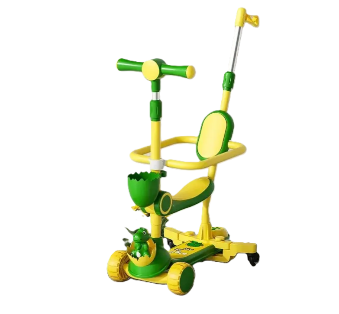 Самокат детский Scooter колеса со светом, складной, дополнительные колеса, родительская ручка