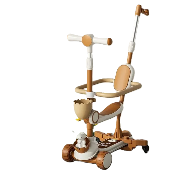 Самокат детский Scooter колеса со светом, складной, дополнительные колеса, родительская ручка