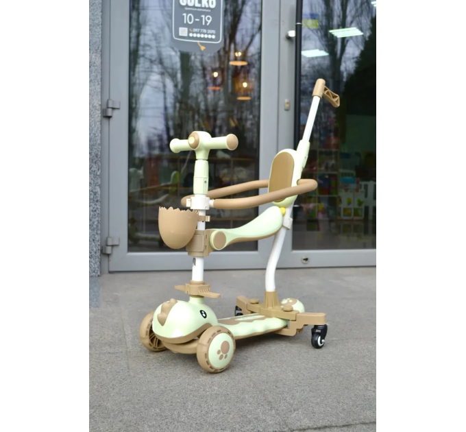 Самокат детский Scooter колеса со светом, складной, дополнительные колеса, родительская ручка, бампер