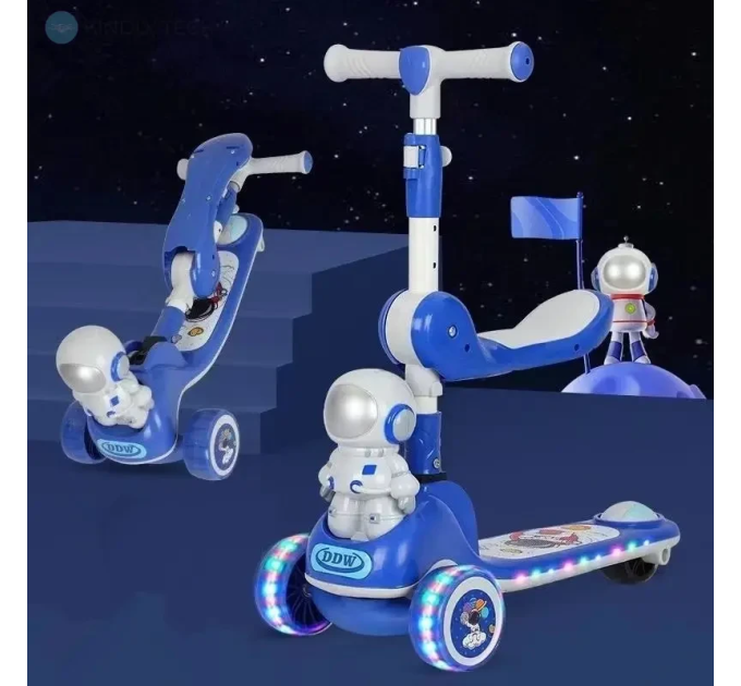 Самокат беговел детский Scooter колеса со светом, складной, с музыкой