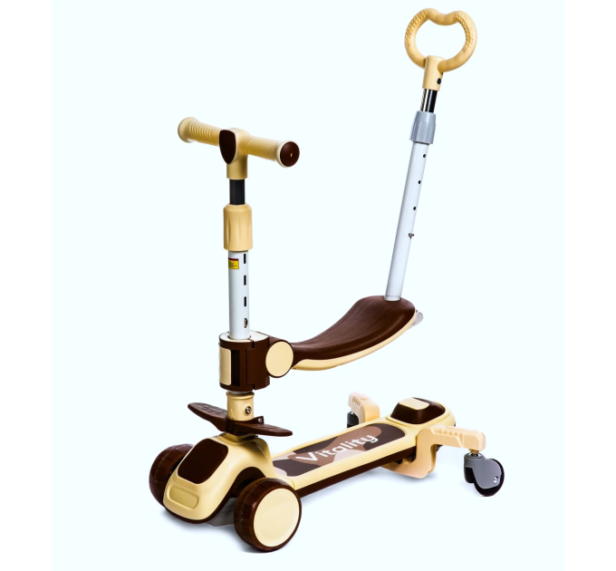 Самокат дитячий беговел Scooter колеса зі світлом, складний, бічна підтримка, батьківська ручка