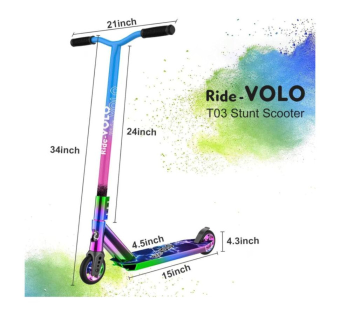 Труковий самокат Maraton Ride Volo Rainbow T03 маневрений, швидкісний