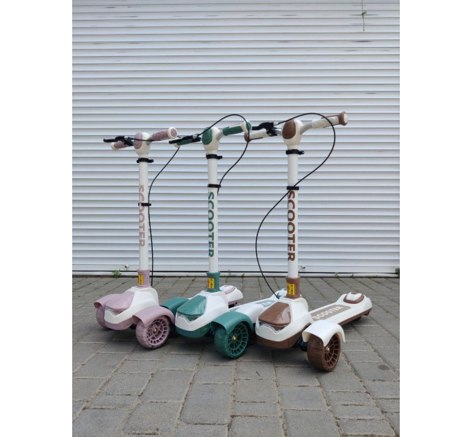 Дитячий складний самокат з ручним гальмом Scooter Super High K612 колеса, що світяться, музичний