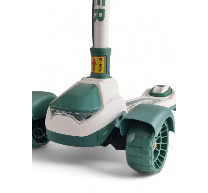 Дитячий складний самокат з ручним гальмом Scooter Super High K612 колеса, що світяться, музичний
