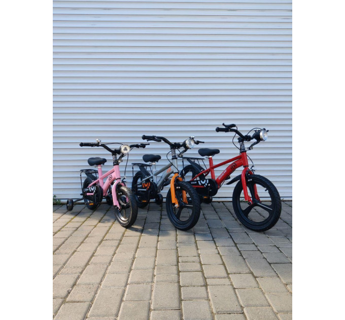 Детский двухколесный велосипед GSGW Bike 14" с фарой и дополнительными колесами, 3 цвета