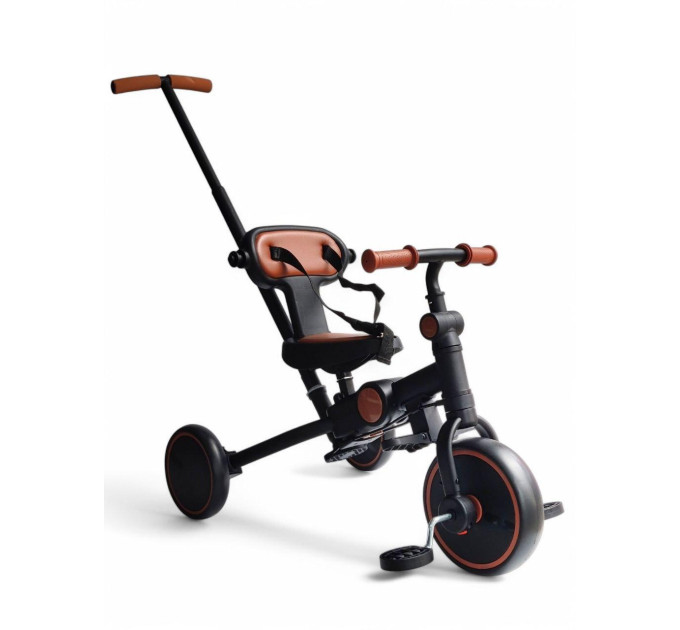 Детский складной велосипед беговел Royal Leather Trike 105-2 с бортиками, навесом и родительской ручкой