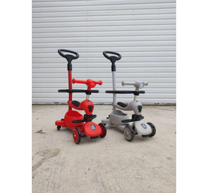 Детский складной самокат-беговел Scooters Basket 3in1 K619 с воспомагательными колесами