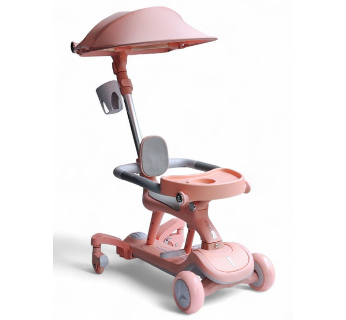 Дитячий самокат-беговел Beruty Baby з козирком та батьківською ручкою