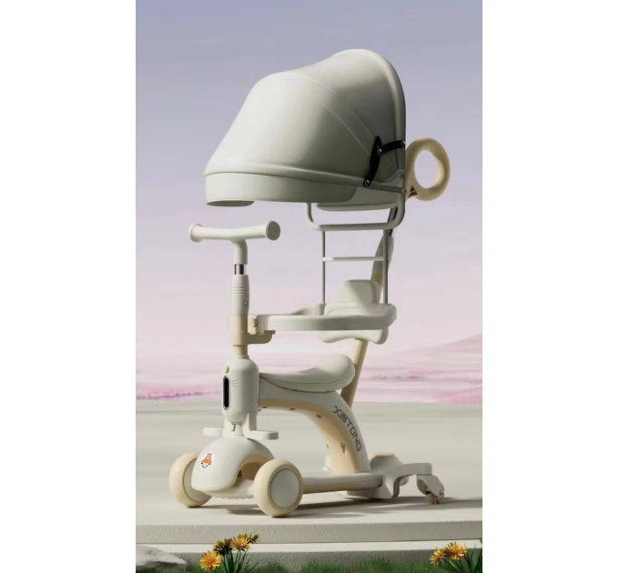 Детский велосипед беговел Smart Baby XB-668-B 5в1 с бортиком, козырьком, родительской ручкой, разные цвета