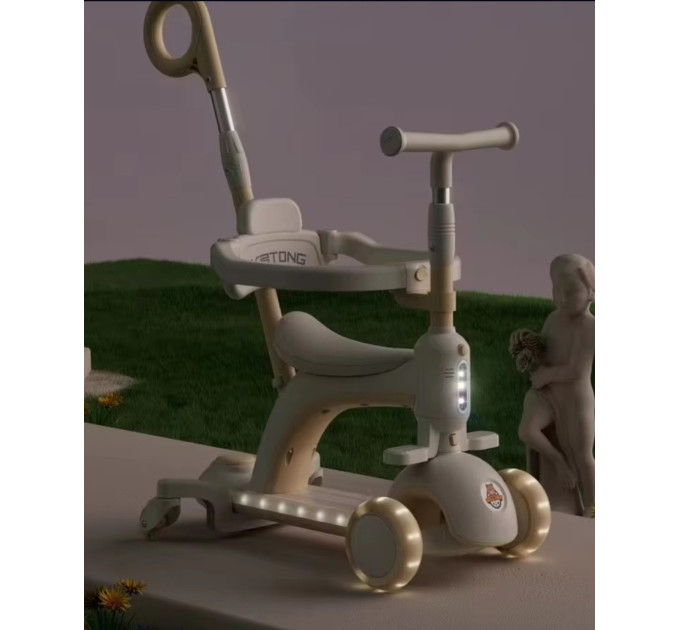 Детский велосипед беговел Smart Baby XB-668-B 5в1 с бортиком, козырьком, родительской ручкой, разные цвета