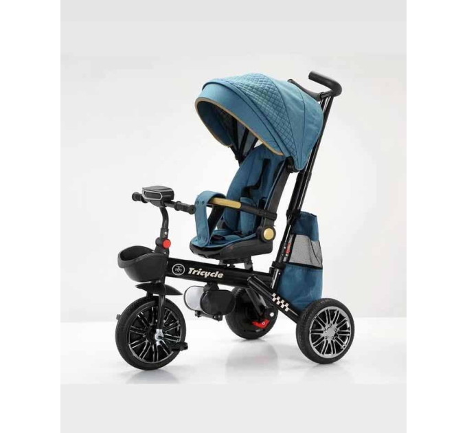 Детский велосипед-коляска с родительской ручкой Baby Tricyc KBQ-6170 поворотное сиденье, свет, музыка, 2 цвета