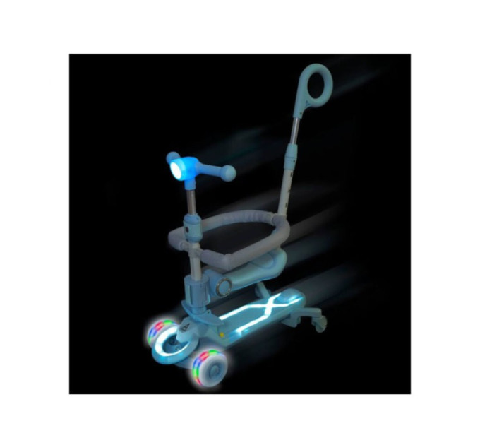 Детский самокат CITY LINE Baby Care 388 4в1, с родительской ручкой, сиденьем, LED-подсветкой и корзинкой