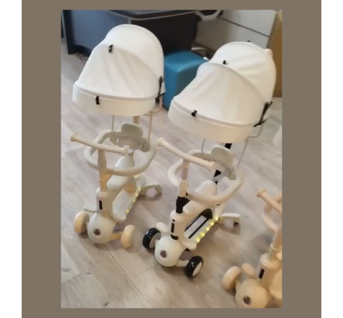 Детский самокат-трансформер CITY LINE Smart Baby 669 3в1, с родительской ручкой, сиденьем и капюшоном
