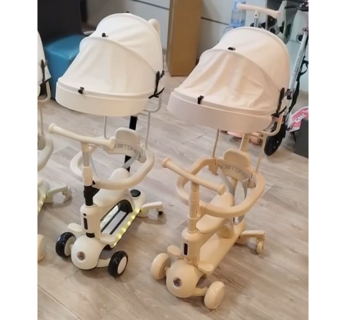 Детский самокат-трансформер CITY LINE Smart Baby 669 3в1, с родительской ручкой, сиденьем и капюшоном