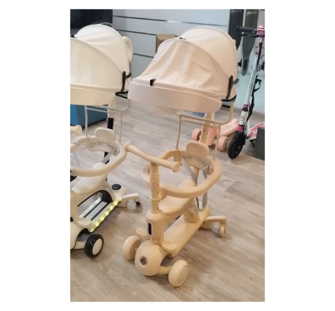Детский самокат-трансформер CITY LINE Smart Baby 669 3в1, с родительской ручкой, сиденьем и капюшоном