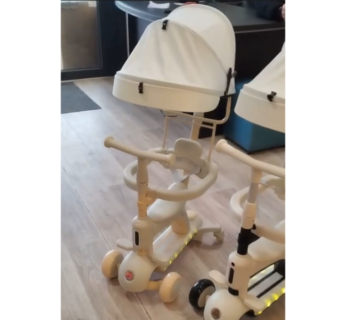 Детский самокат-трансформер CITY LINE Smart Baby 669 3в1, с родительской ручкой, сиденьем и капюшоном