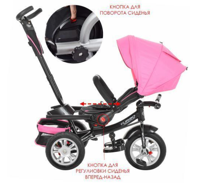 Велосипед для дітей кермо трансформер Turbo Trike M 3646A-15 ніжно-рожевий