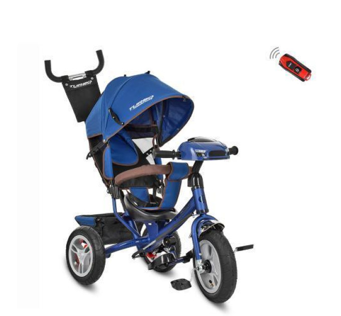 Велосипед с родительской ручкой Turbo Trike M 3115HA-11 темно синий с музыкой и светом