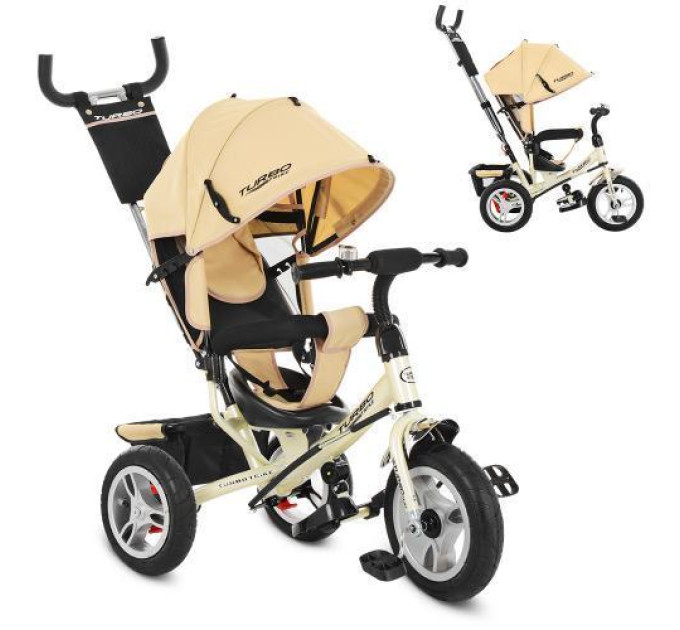 Ніжний дитячий велосипед Turbo Trike M 3113-7A коляска триколісна бежева
