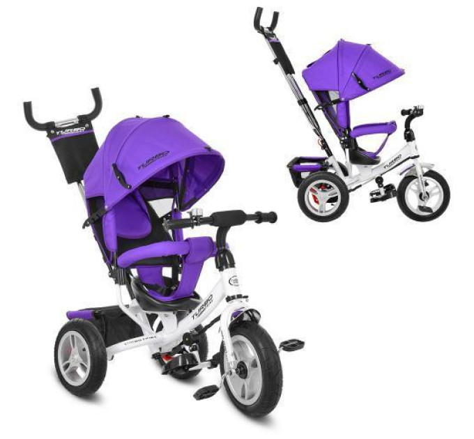 Трехколесный велосипед детский Turbo Trike M 3113-8A фиолетовый прогулочный