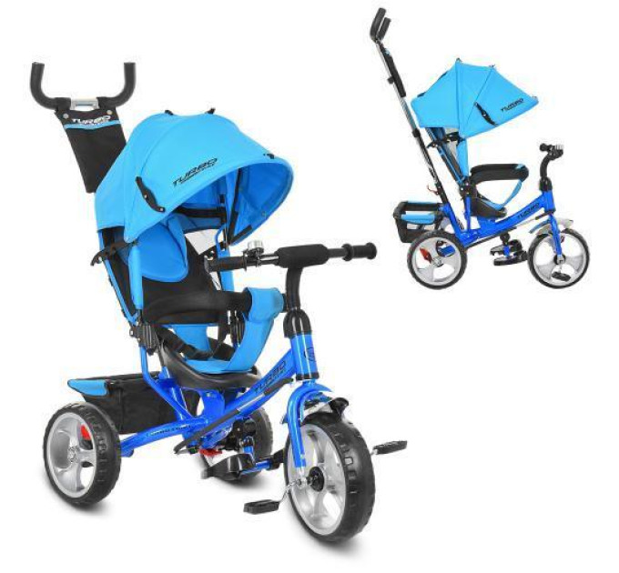 Велосипед трехколесный для детей Turbo Trike M 3113-5 голубой со смотровым окошком