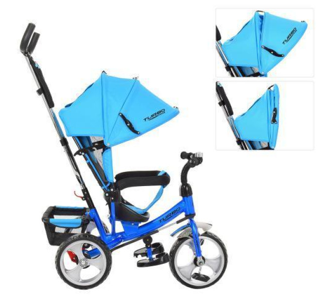 Велосипед трехколесный для детей Turbo Trike M 3113-5 голубой со смотровым окошком