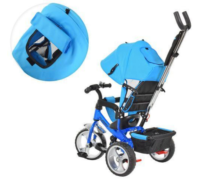Велосипед трехколесный для детей Turbo Trike M 3113-5 голубой со смотровым окошком