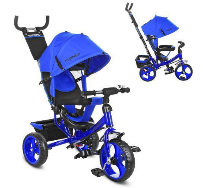 Колясочный детский велосипед Turbo Trike M 3113-14 3-х колесный синий