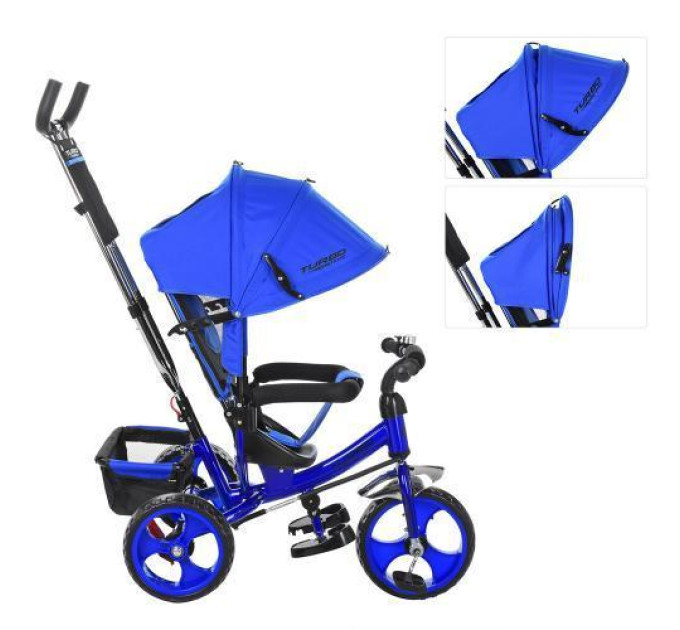 Колясочный детский велосипед Turbo Trike M 3113-14 3-х колесный синий