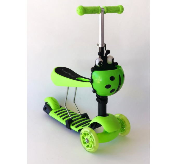 Самокат-беговел 2 в 1 QD ScooTer божья коровка складной для деток от 3 лет